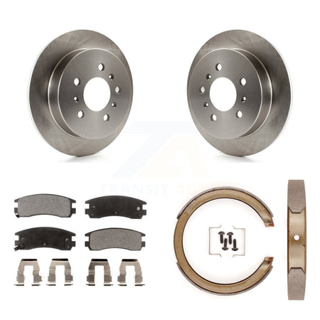 Rear Disc Rotors Ceramic Pads And Parking Shoes Kit For Chevrolet Impala Pontiac Grand Am K8T-105573