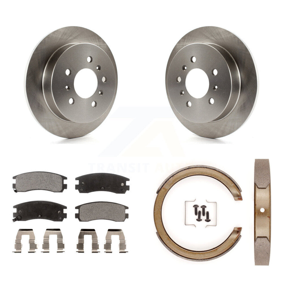 Rear Disc Rotors Ceramic Pads And Parking Shoes Kit For Chevrolet Impala Pontiac Grand Am K8T-105573