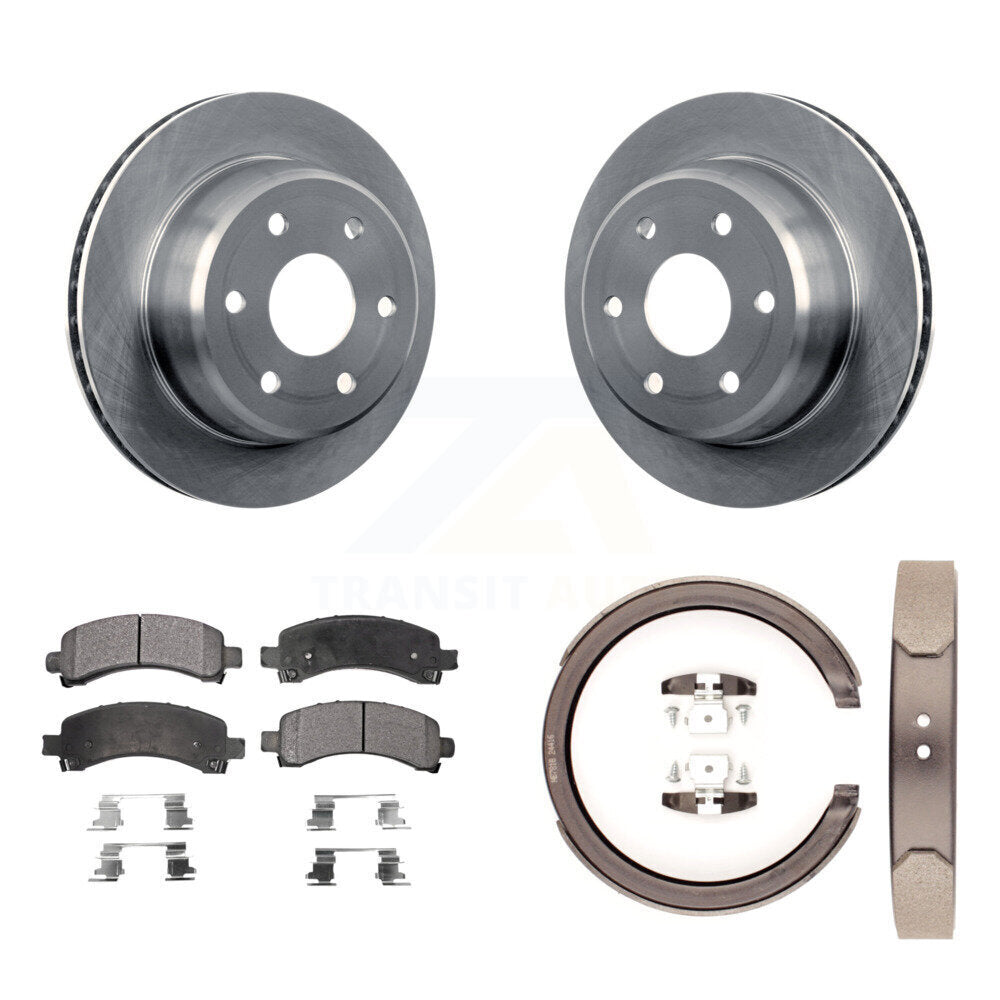 Rear Disc Rotors Ceramic Pads Parking Shoes Kit For Chevrolet GMC Avalanche 1500 Express K8T-105579