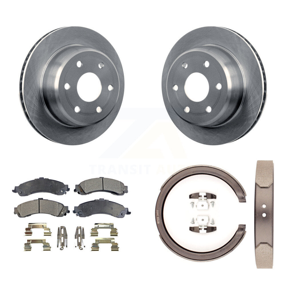 Rear Disc Rotors Ceramic Pads & Parking Shoes Kit For Chevrolet GMC Silverado 1500 Sierra K8T-105582
