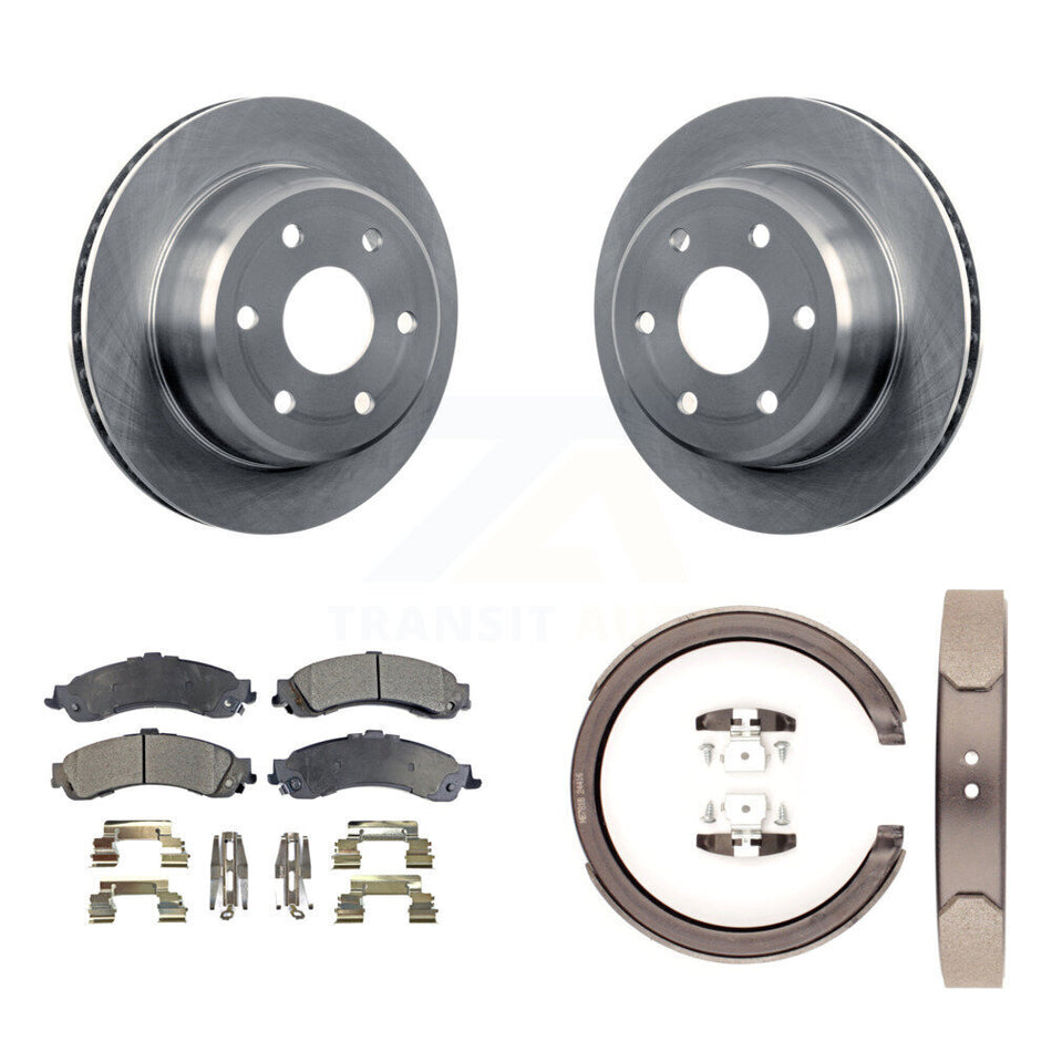 Rear Disc Rotors Ceramic Pads & Parking Shoes Kit For Chevrolet GMC Silverado 1500 Sierra K8T-105582