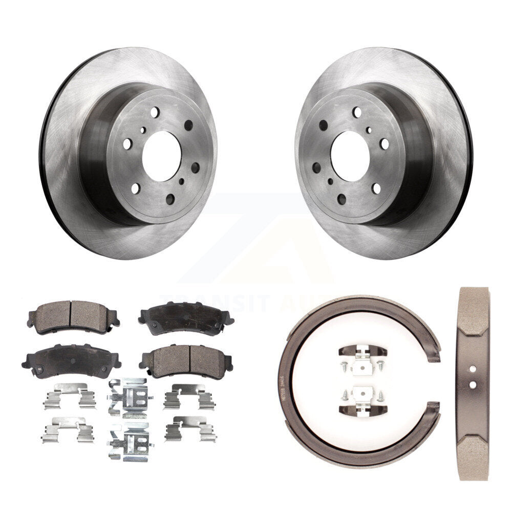 Rear Disc Rotors Ceramic Pads And Parking Brake Shoes Kit For GMC Sierra 1500 Classic K8T-105584