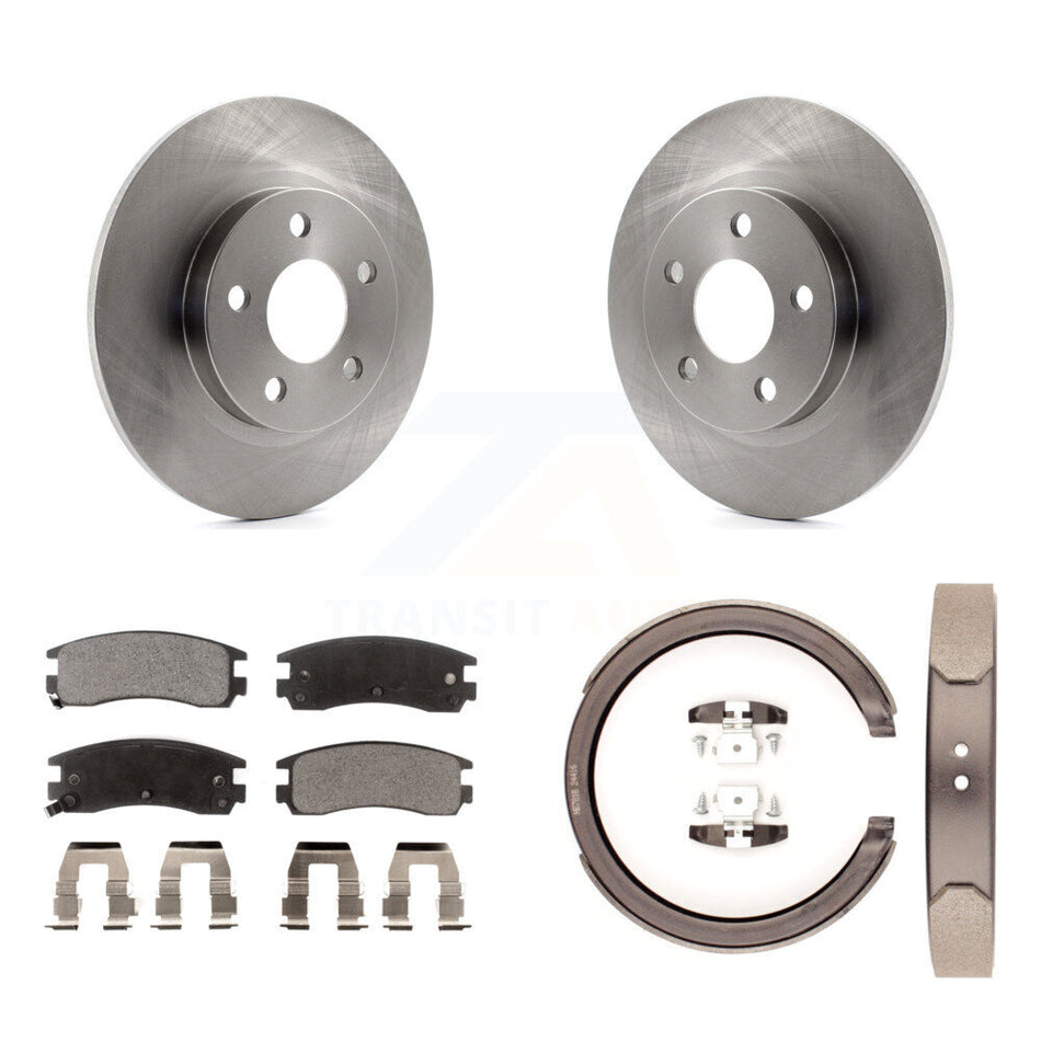 Rear Disc Rotors Ceramic Pads & Parking Shoes Kit For Cadillac DeVille With 5 Lug Wheels K8T-105585