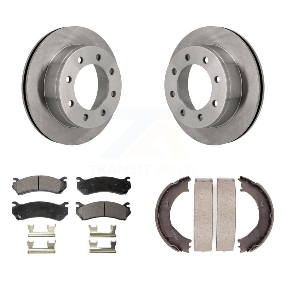 Rear Disc Rotors Ceramic Pads Parking Shoes Kit For Chevrolet GMC Silverado 2500 HD 3500 K8T-105587