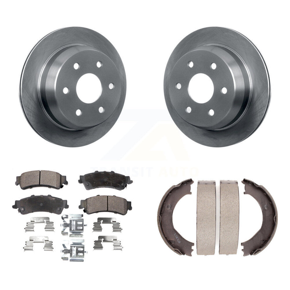 Rear Disc Rotors Ceramic Pads & Parking Shoes Kit For Chevrolet Silverado 1500 GMC Sierra K8T-105592
