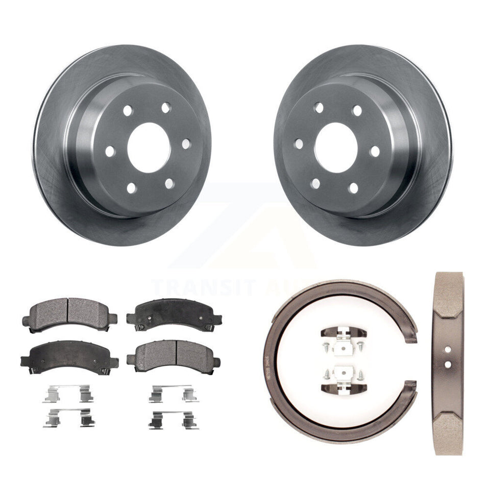 Rear Disc Rotors Ceramic Pads And Parking Shoes Kit For Chevrolet Avalanche 1500 Suburban K8T-105593
