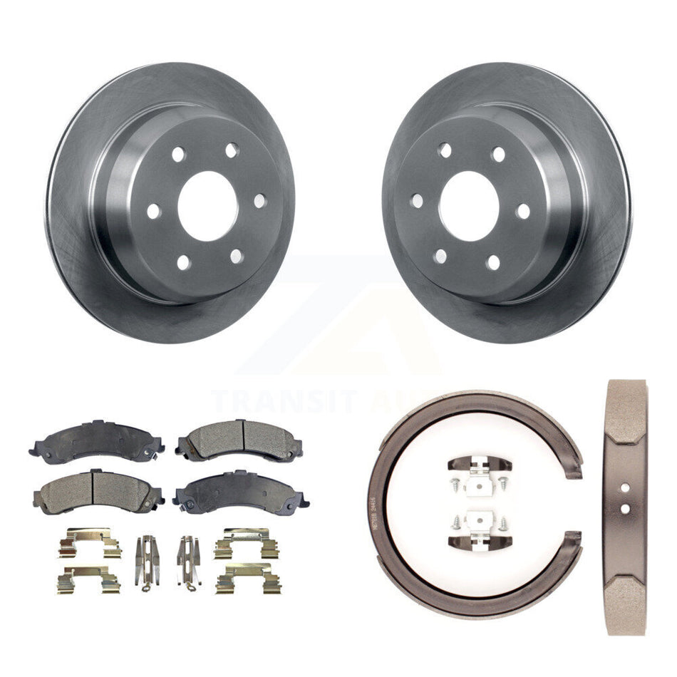 Rear Disc Rotors Ceramic Pads And Parking Shoes Kit For 2002 Chevrolet Suburban 1500 4WD K8T-105594