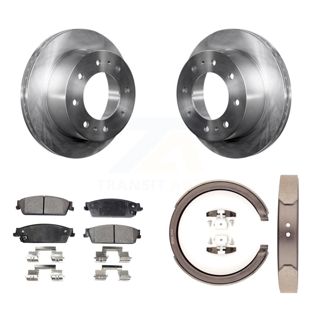 Rear Disc Rotors Ceramic Pads Parking Shoes Kit For 2011 Chevrolet Silverado 1500 Hybrid K8T-105596