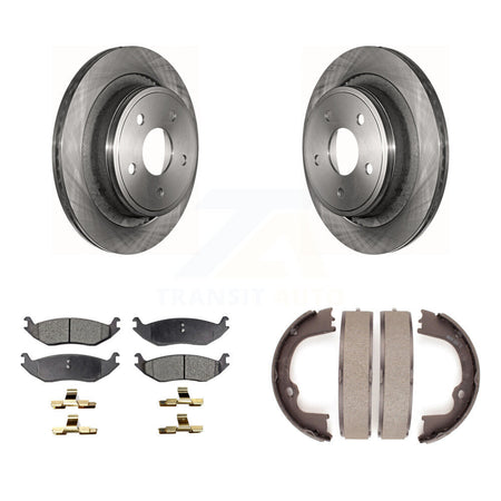 Rear Disc Rotors Ceramic Pads Parking Shoes Kit For Ram 1500 Classic Dodge Chrysler Aspen K8T-105599