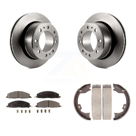 Rear Disc Rotors Ceramic Pads And Parking Brake Shoes Kit For Ram 3500 2500 1500 Dodge K8T-105600
