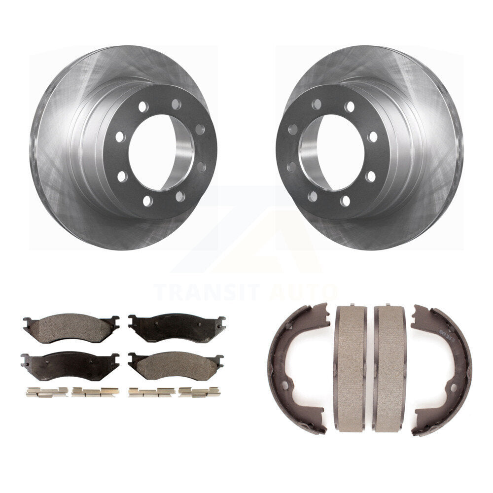 Rear Disc Rotors Ceramic Pads Parking Shoes Kit For 2007 Dodge Ram 1500 With 5 Lug Wheels K8T-105601