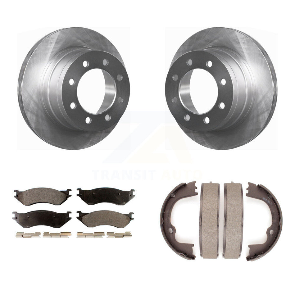 Rear Disc Rotors Ceramic Pads Parking Shoes Kit For 2007 Dodge Ram 1500 With 5 Lug Wheels K8T-105601