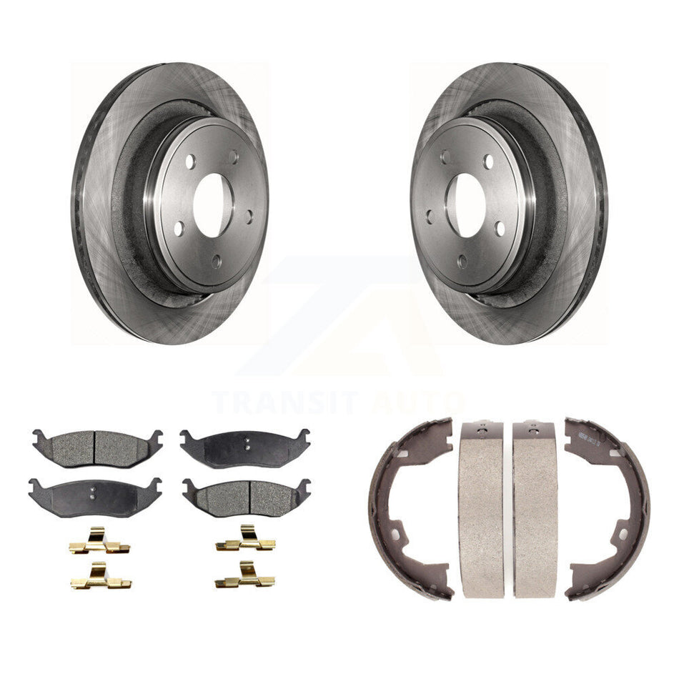 Rear Disc Rotors Ceramic Pads And Parking Shoes Kit For Dodge Ram 1500 With 8 Lug Wheels K8T-105602