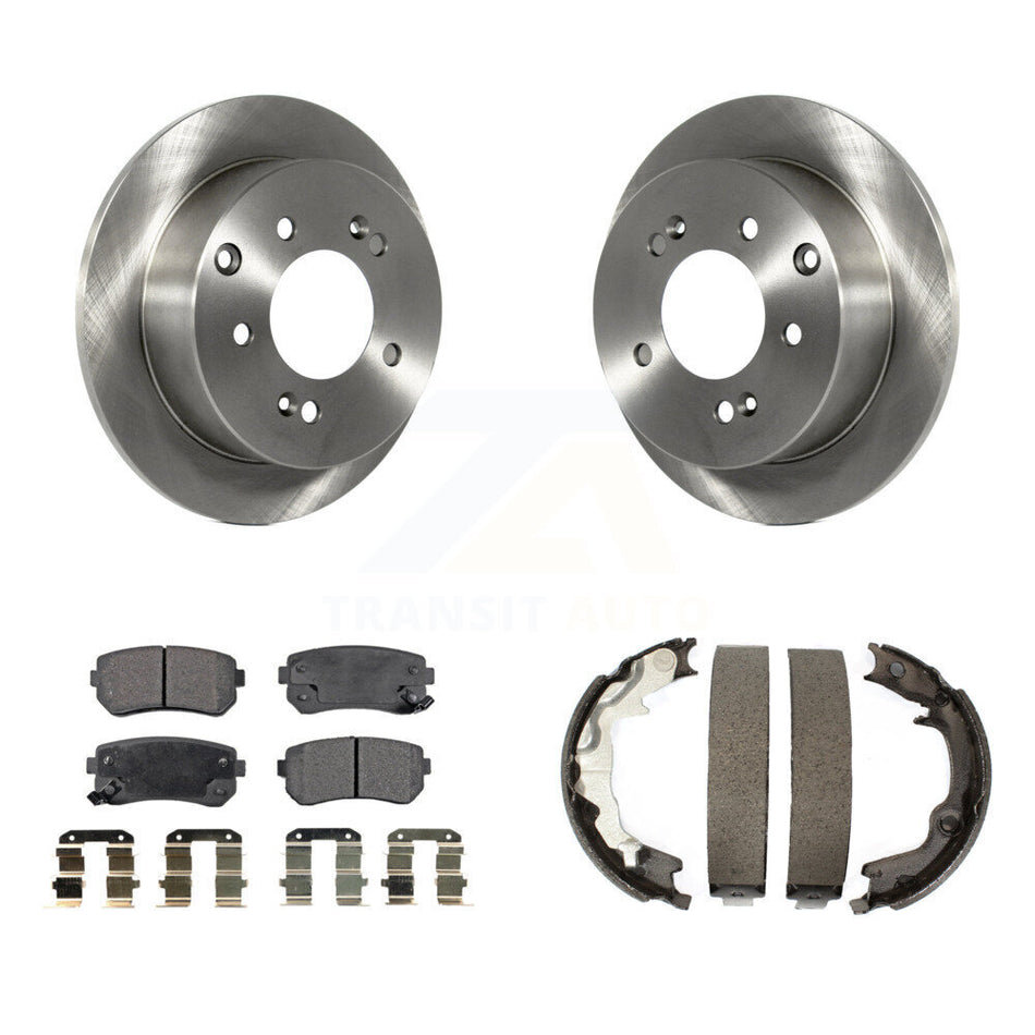 Rear Disc Rotors Ceramic Pads And Parking Brake Shoes Kit For 2010-2013 Kia Forte Koup K8T-105604