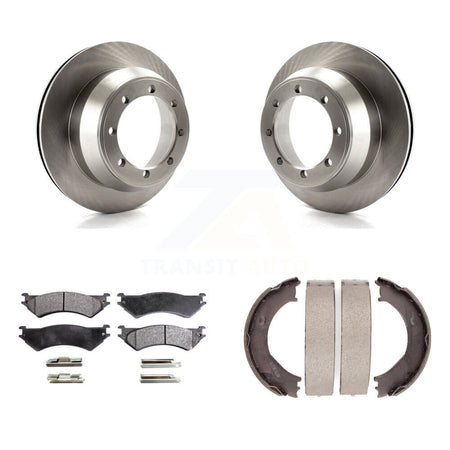 Rear Disc Rotors Ceramic Pads Parking Shoes Kit For Ford E-350 Super Duty Econoline Club K8T-105611