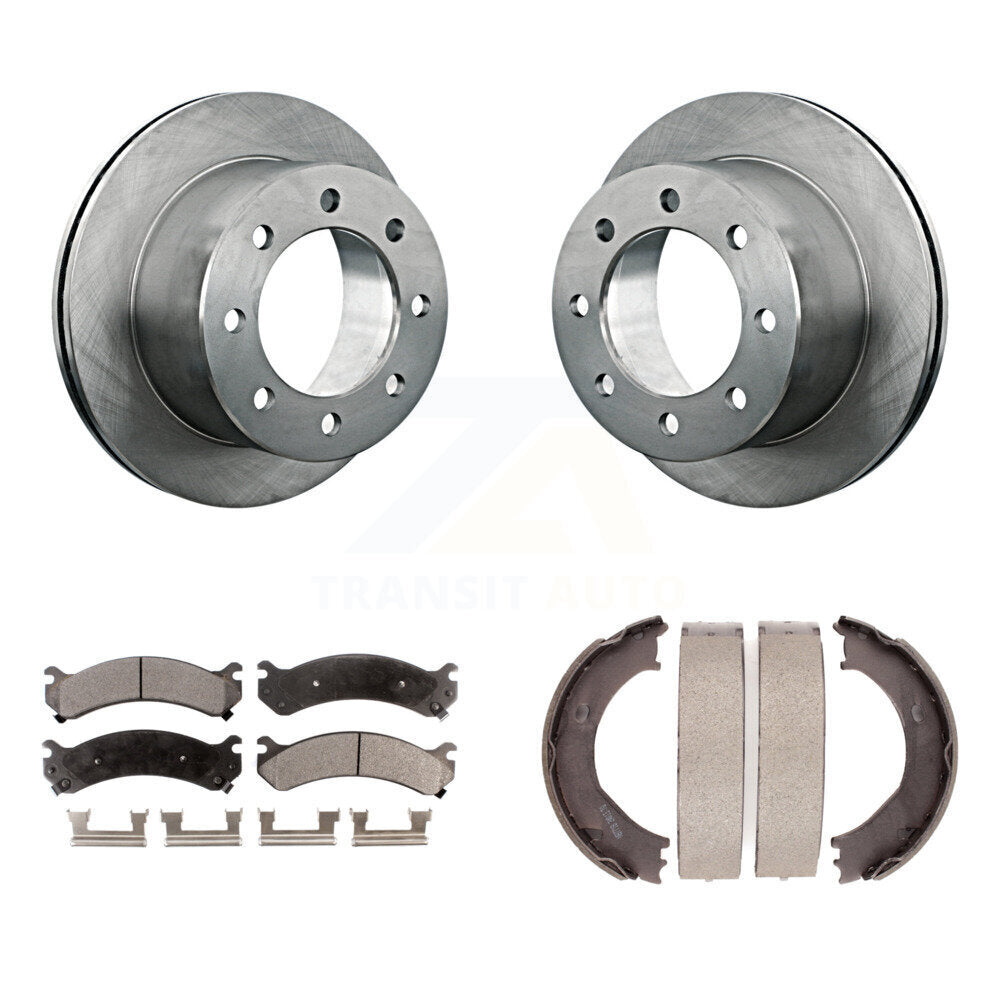 Rear Disc Rotors Ceramic Pads & Parking Shoes Kit For Chevrolet GMC Silverado 3500 Sierra K8T-105612
