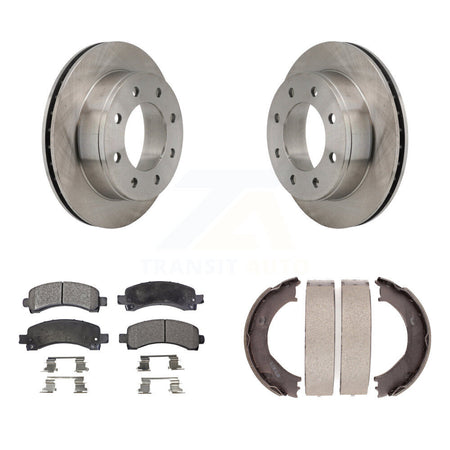 Rear Disc Rotors Ceramic Pads And Parking Shoes Kit For Chevrolet Express 2500 GMC Savana K8T-105614
