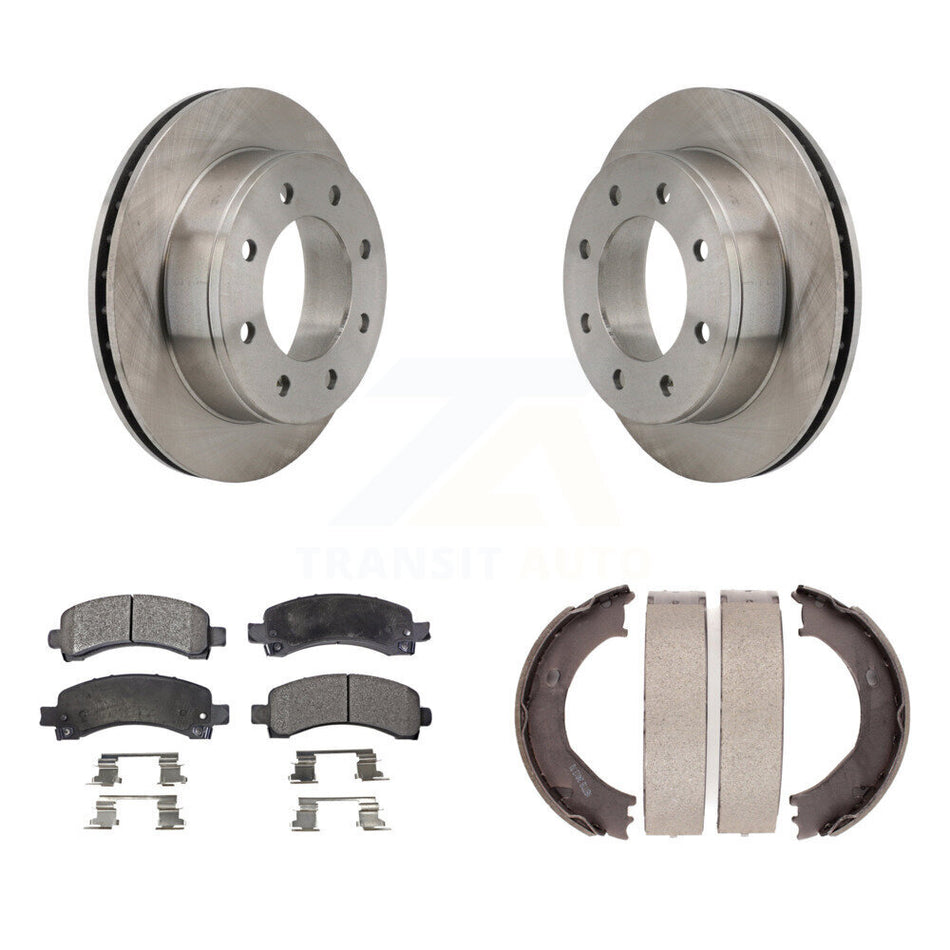 Rear Disc Rotors Ceramic Pads And Parking Shoes Kit For Chevrolet Express 2500 GMC Savana K8T-105614