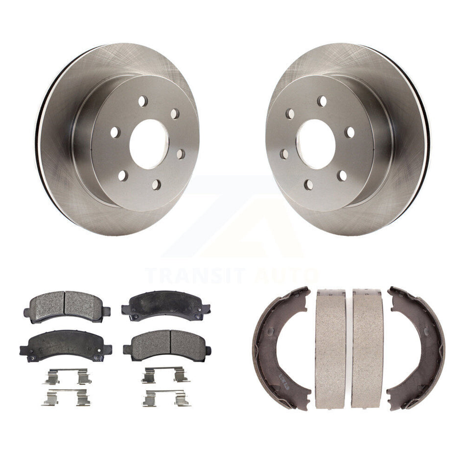 Rear Disc Rotors Ceramic Pads And Parking Shoes Kit For Chevrolet Express 2500 GMC Savana K8T-105615
