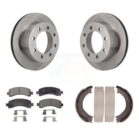 Rear Disc Rotors Ceramic Pads Parking Brake Shoes Kit For Chevrolet GMC Express 3500 2500 K8T-105616
