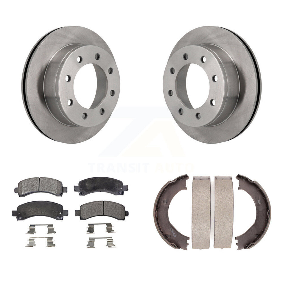 Rear Disc Rotors Ceramic Pads Parking Brake Shoes Kit For Chevrolet GMC Express 3500 2500 K8T-105616