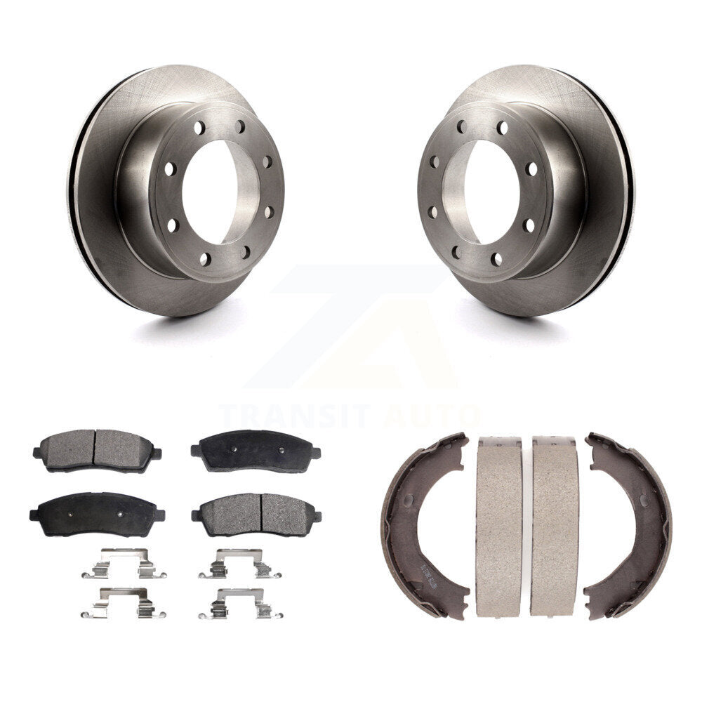 Rear Disc Rotors Ceramic Pads Parking Shoes Kit For Ford F-350 Super Duty F-250 Excursion K8T-105618