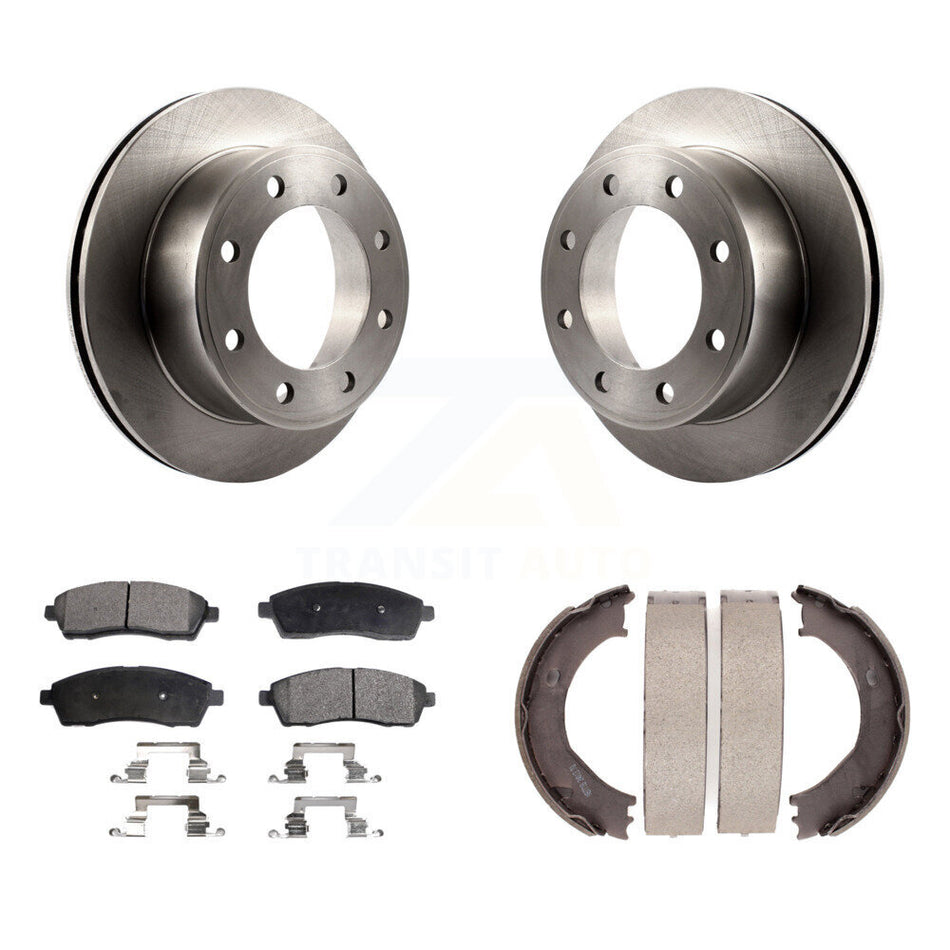 Rear Disc Rotors Ceramic Pads Parking Shoes Kit For Ford F-350 Super Duty F-250 Excursion K8T-105618