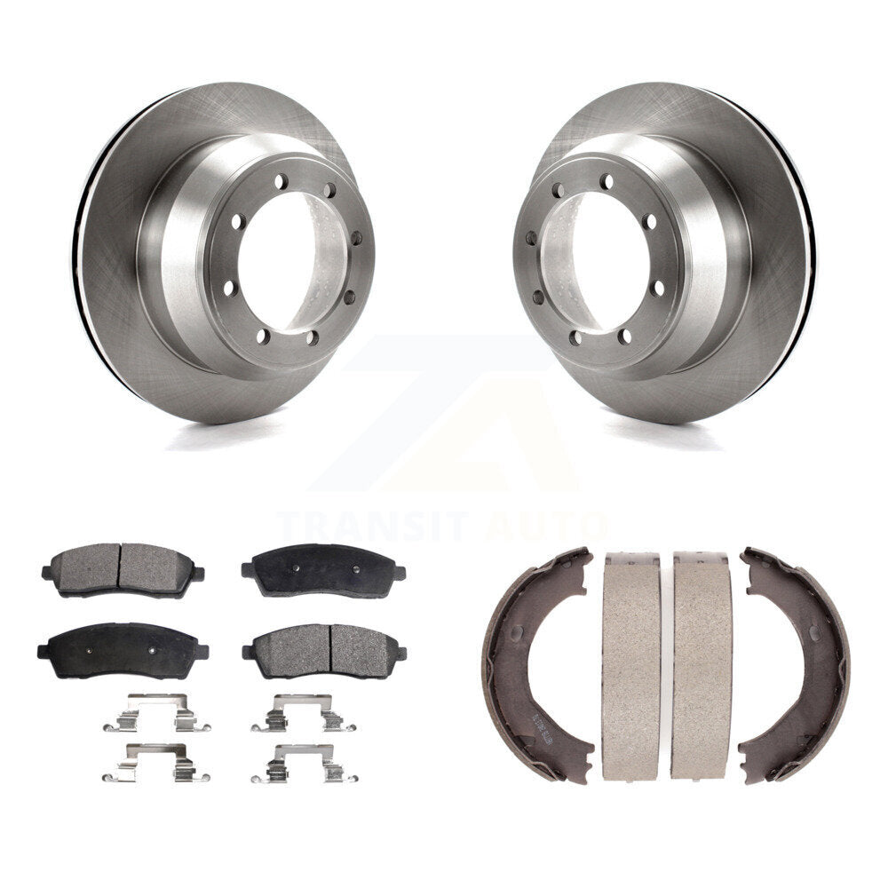 Rear Disc Rotors Ceramic Pads And Parking Brake Shoes Kit For Ford F-350 Super Duty K8T-105619