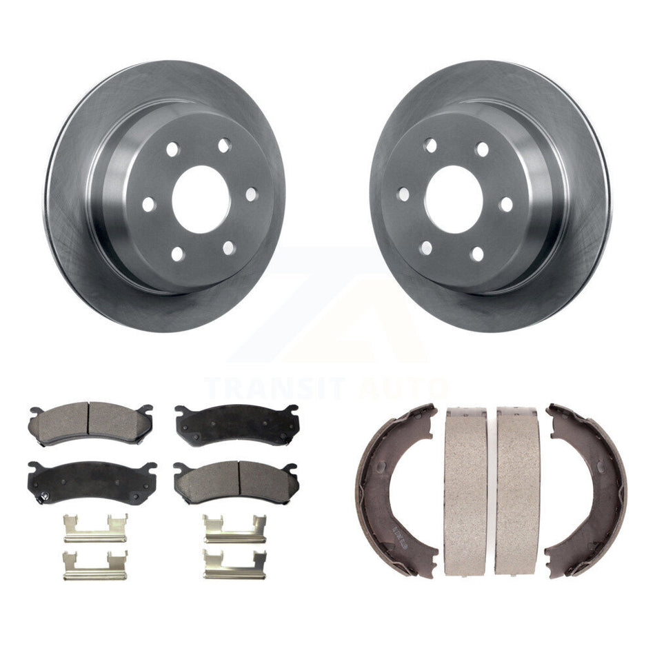 Rear Disc Rotors Ceramic Pads Parking Shoes Kit For 2003 Chevrolet Silverado 2500 HD GMC K8T-105623