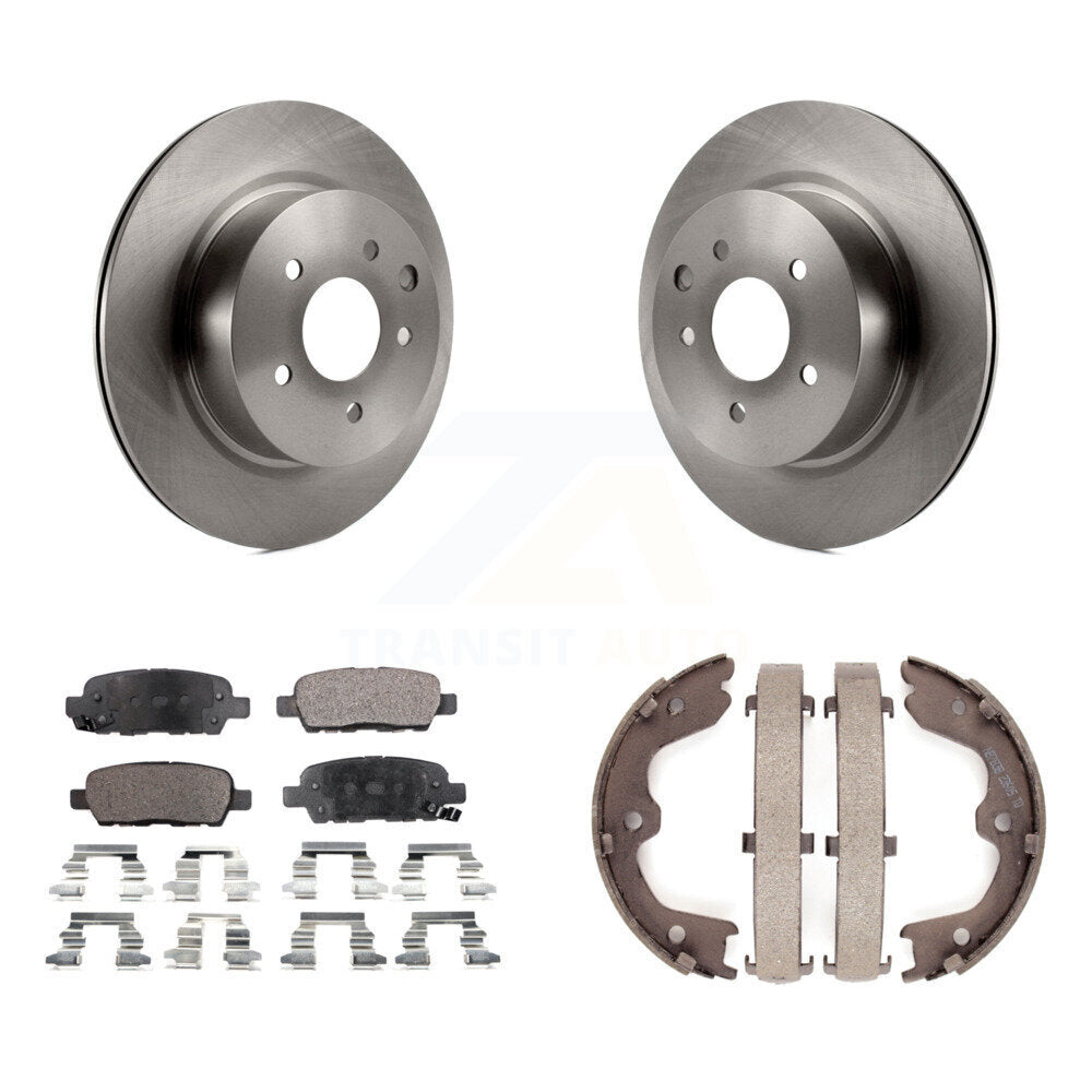 Rear Disc Rotors Ceramic Pads Parking Shoes Kit For INFINITI Nissan Maxima G37 QX50 EX35 K8T-105627