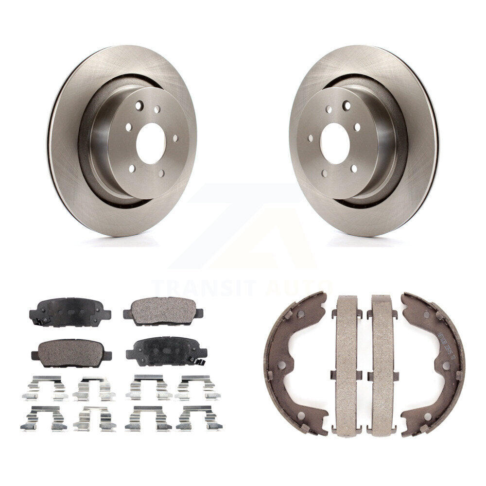 Rear Disc Rotors Ceramic Pads And Parking Brake Shoes Kit For INFINITI G35 Q60 K8T-105630