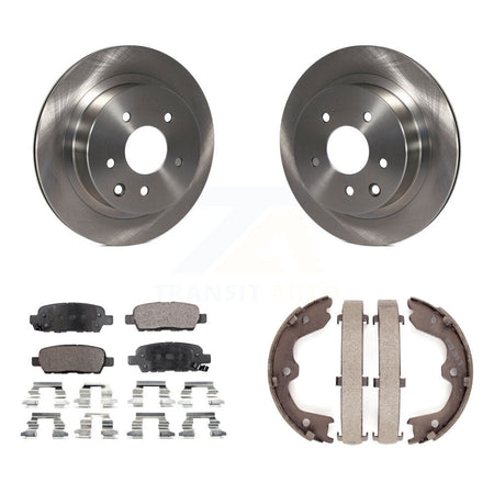 Rear Disc Rotors Ceramic Pads And Parking Brake Shoes Kit For INFINITI G35 Nissan 350Z K8T-105636