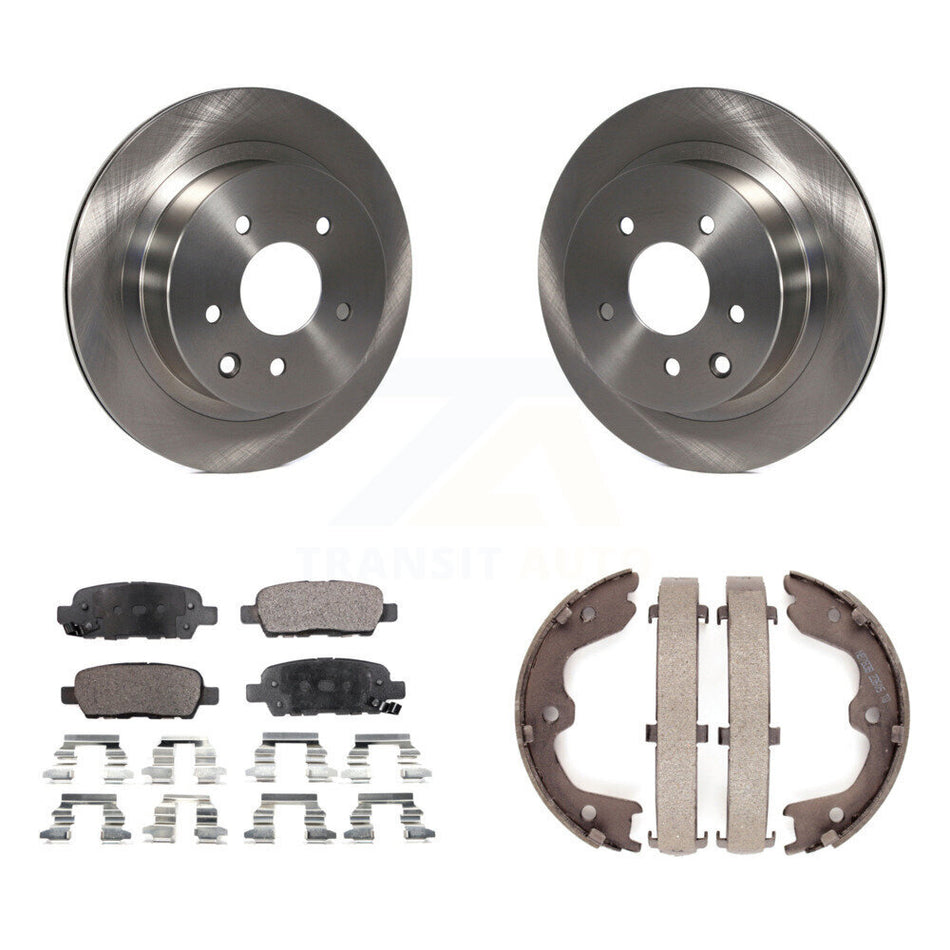 Rear Disc Rotors Ceramic Pads And Parking Brake Shoes Kit For INFINITI G35 Nissan 350Z K8T-105636
