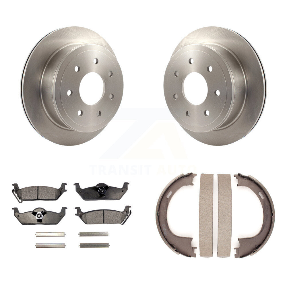 Rear Disc Rotors Ceramic Pads And Parking Brake Shoes Kit For Ford F-150 Lincoln Mark LT K8T-105642