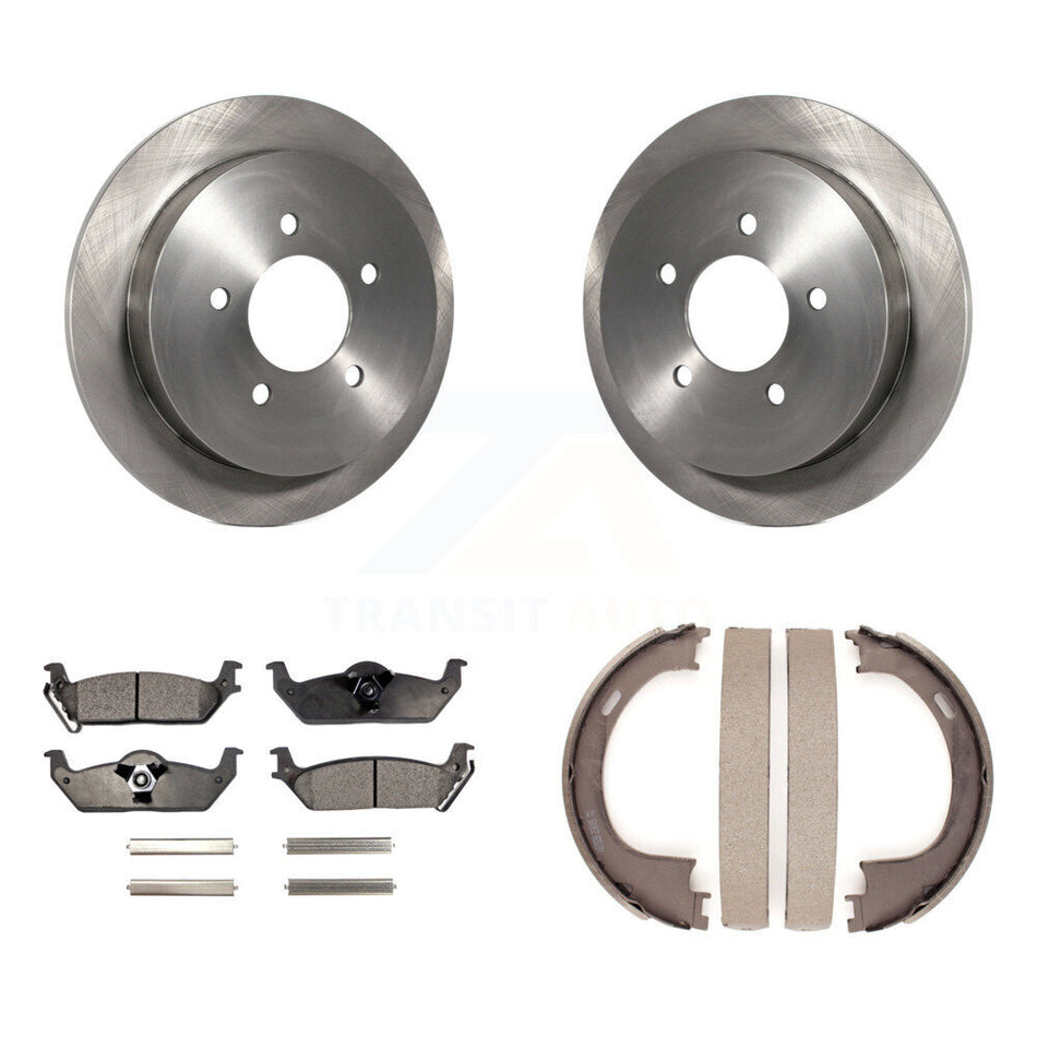 Rear Disc Rotors Ceramic Pads And Parking Brake Shoes Kit For Ford F-150 K8T-105643