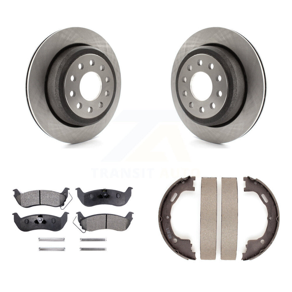Rear Disc Rotors Ceramic Pads And Parking Shoes Kit For 2003-2011 Lincoln Town Car Sedan K8T-105645