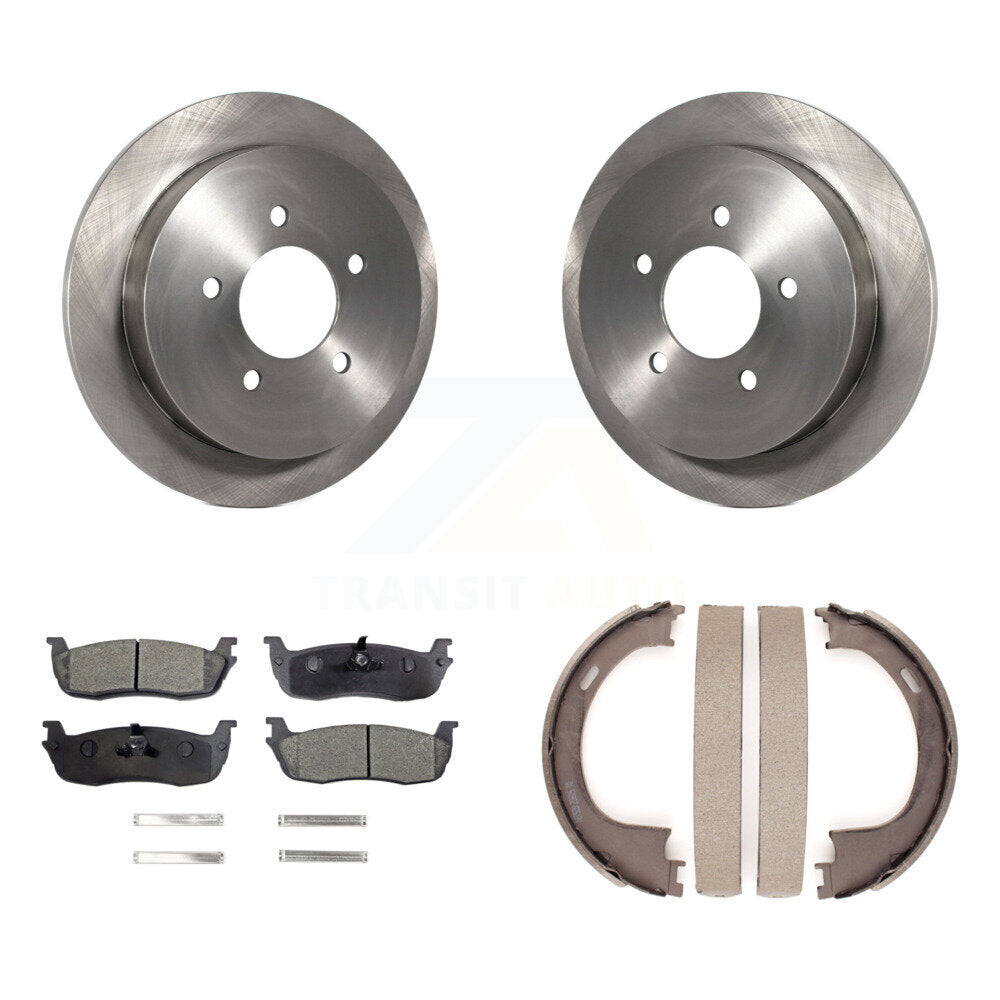 Rear Disc Rotors Ceramic Pads Parking Brake Shoes Kit For Ford F-150 Heritage Expedition K8T-105646