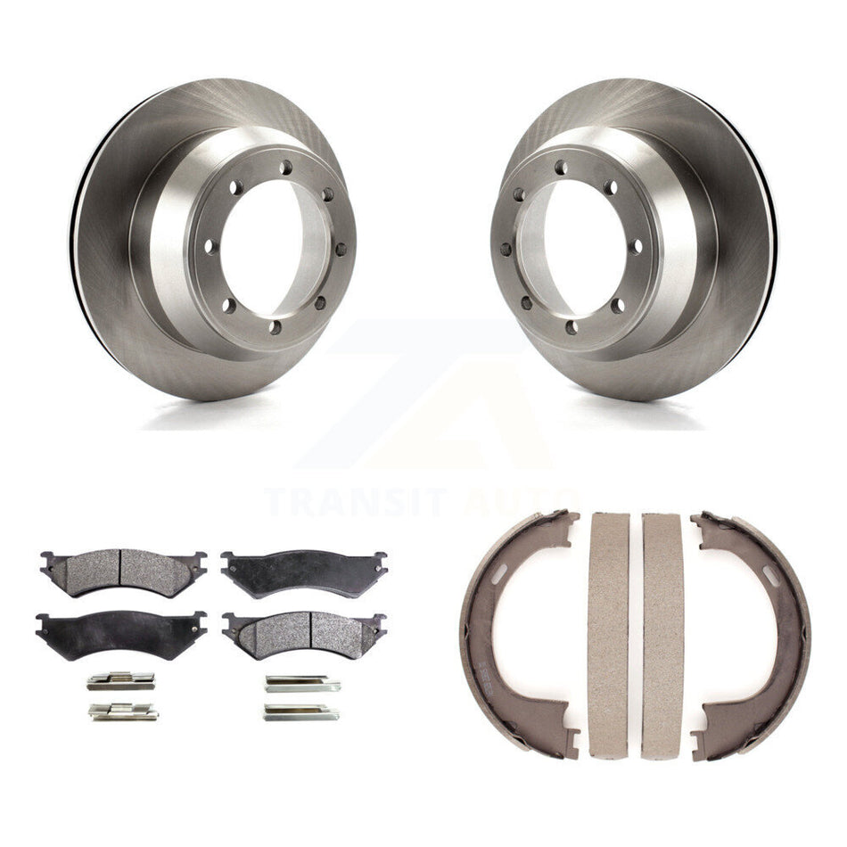 Rear Disc Rotors Ceramic Pads Parking Shoes Kit For Ford F-150 Heritage With 8 Lug Wheels K8T-105647