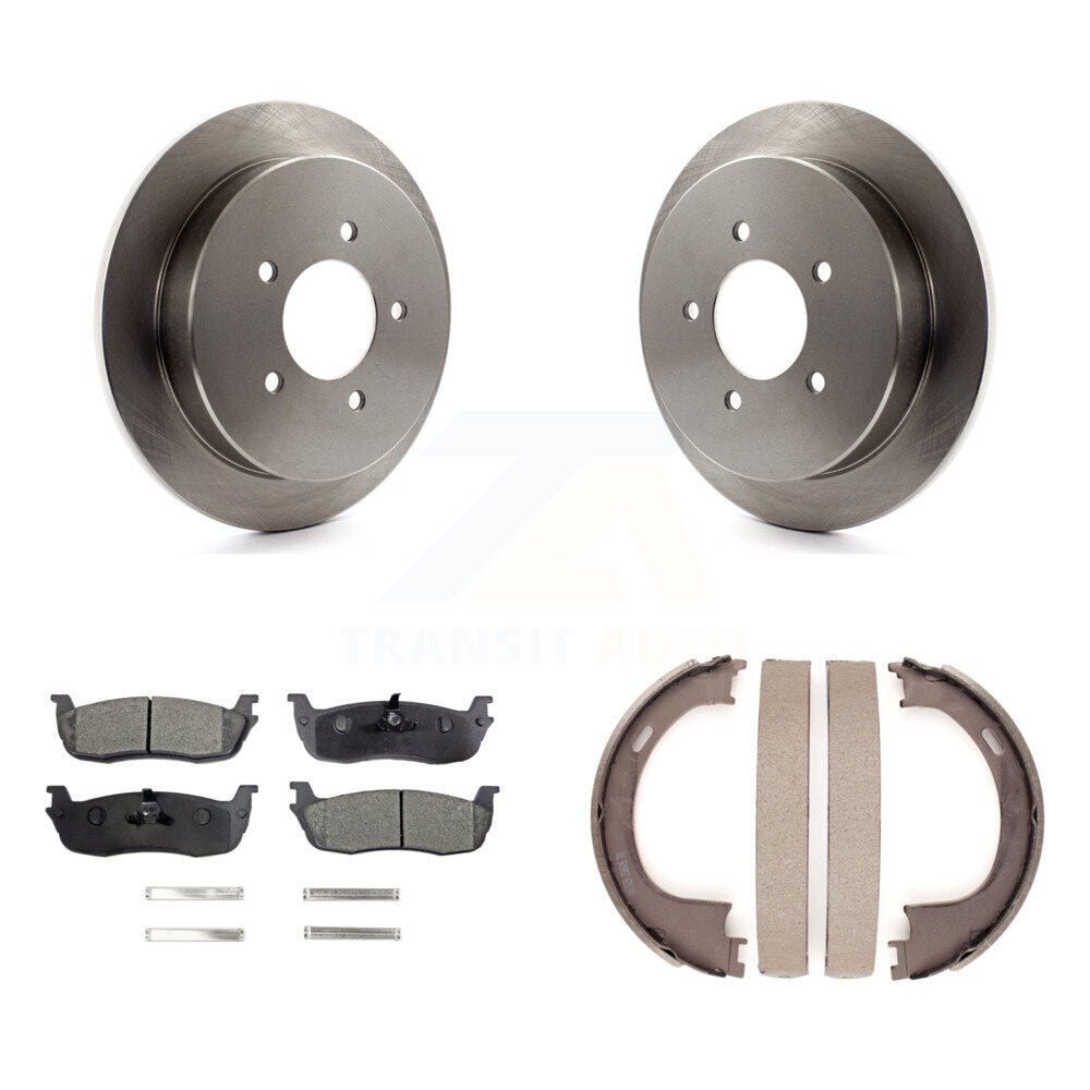 Rear Disc Rotors Ceramic Pads & Parking Brake Shoes Kit For Ford F-150 Expedition Lincoln K8T-105648