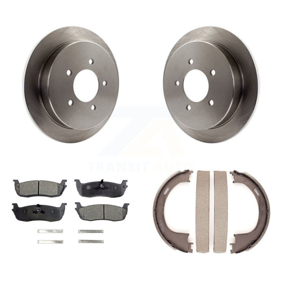 Rear Disc Rotors Ceramic Pads & Parking Brake Shoes Kit For Ford F-150 Expedition Lincoln K8T-105648