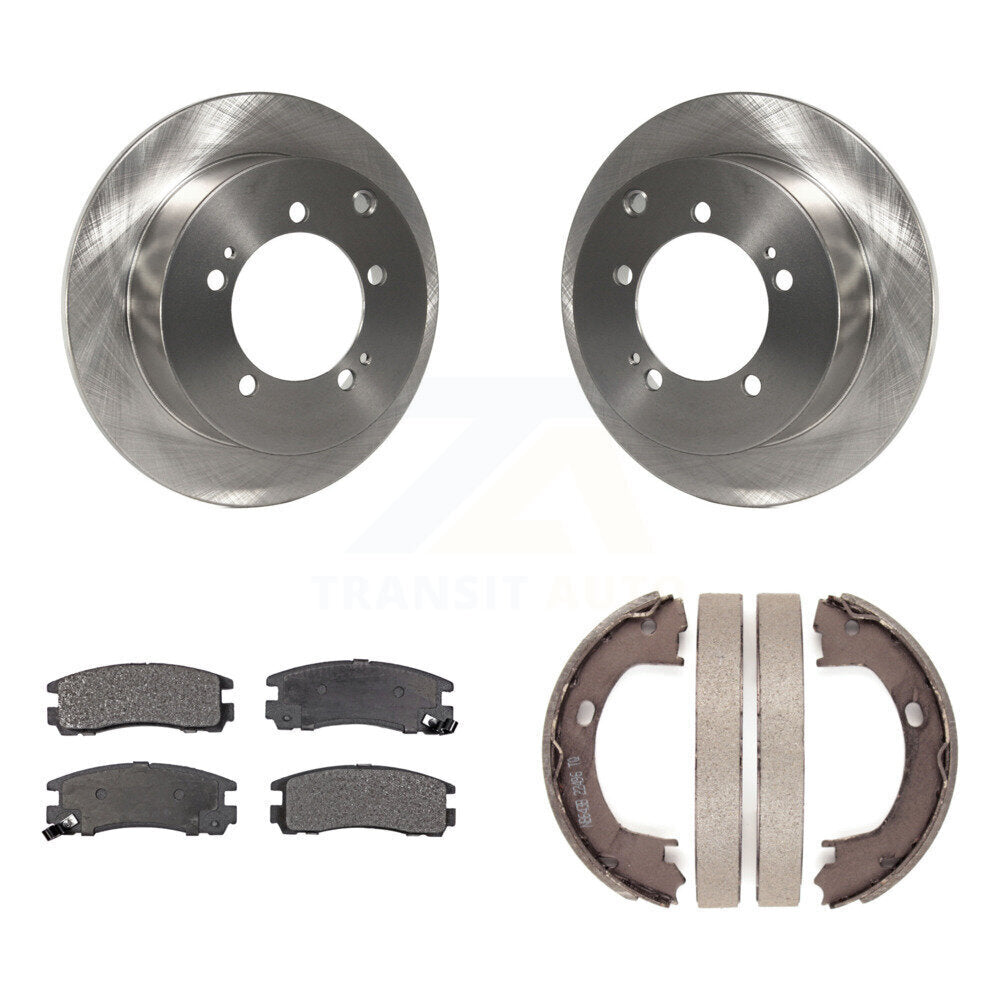 Rear Disc Rotors Ceramic Pads And Parking Shoes Kit For Mitsubishi Eclipse Dodge Stratus K8T-105655