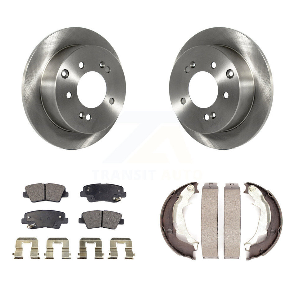 Rear Disc Rotors Ceramic Pads And Parking Brake Shoes Kit For 2010-2013 Kia Soul K8T-105657