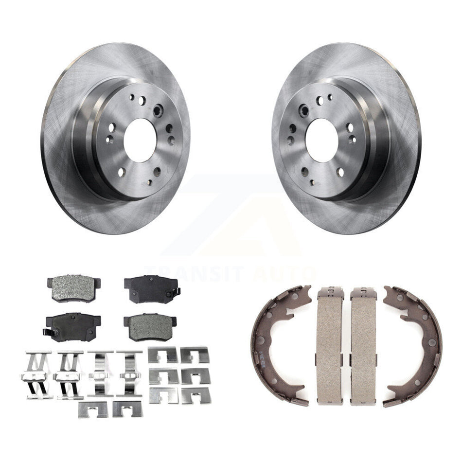 Rear Disc Rotors Ceramic Pads And Parking Brake Shoes Kit For Acura TL Honda Element K8T-105660