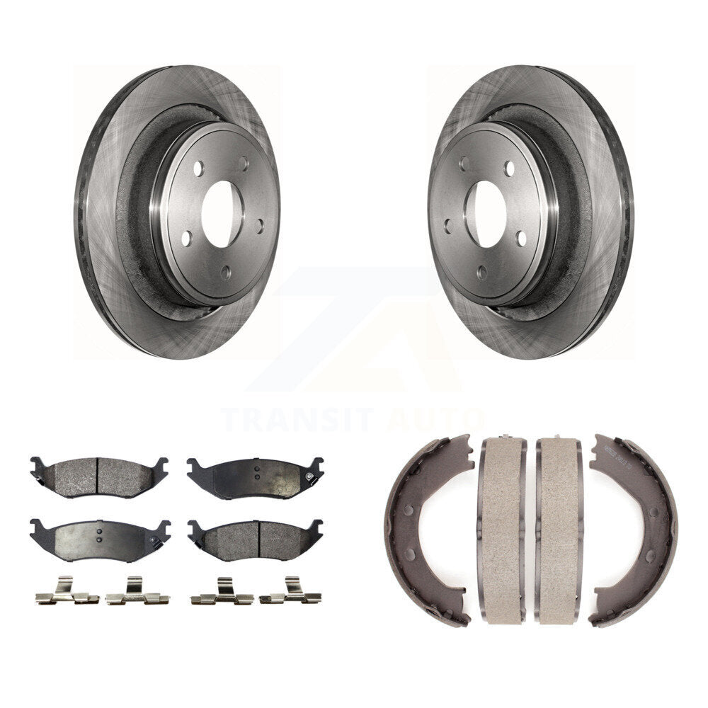 Rear Disc Rotors Ceramic Pads And Parking Brake Shoes Kit For Dodge Ram 1500 K8T-105663