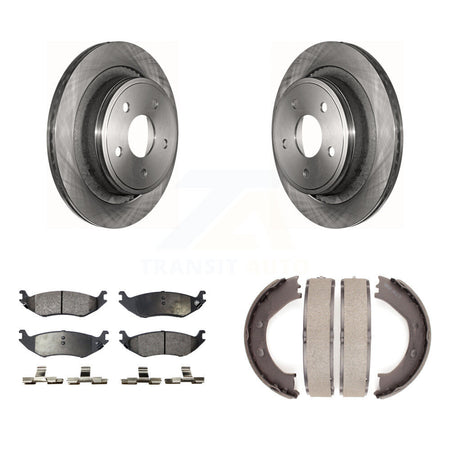 Rear Disc Rotors Ceramic Pads And Parking Brake Shoes Kit For Dodge Ram 1500 K8T-105663