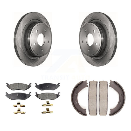 Rear Disc Rotors Ceramic Pads Parking Shoes Kit For Dodge Ram 1500 Durango Chrysler Aspen K8T-105664