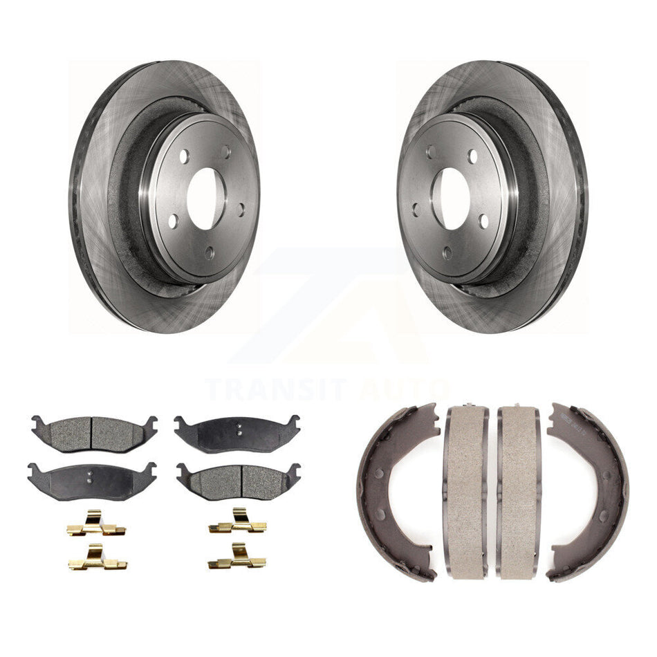 Rear Disc Rotors Ceramic Pads Parking Shoes Kit For Dodge Ram 1500 Durango Chrysler Aspen K8T-105664
