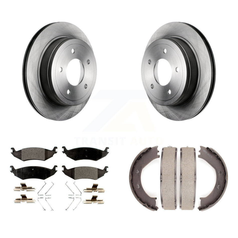 Rear Disc Rotors Ceramic Pads And Parking Brake Shoes Kit For Ford E-150 Club Wagon K8T-105665