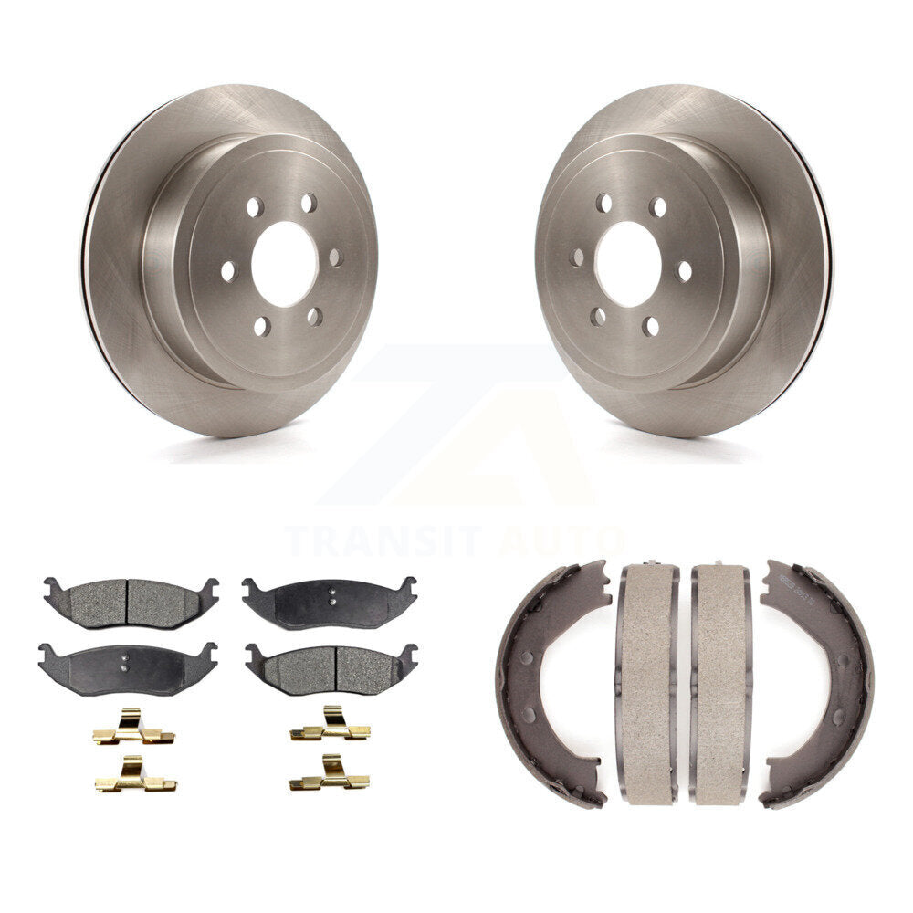 Rear Disc Rotors Ceramic Pads And Parking Brake Shoes Kit For 2003 Dodge Durango K8T-105666