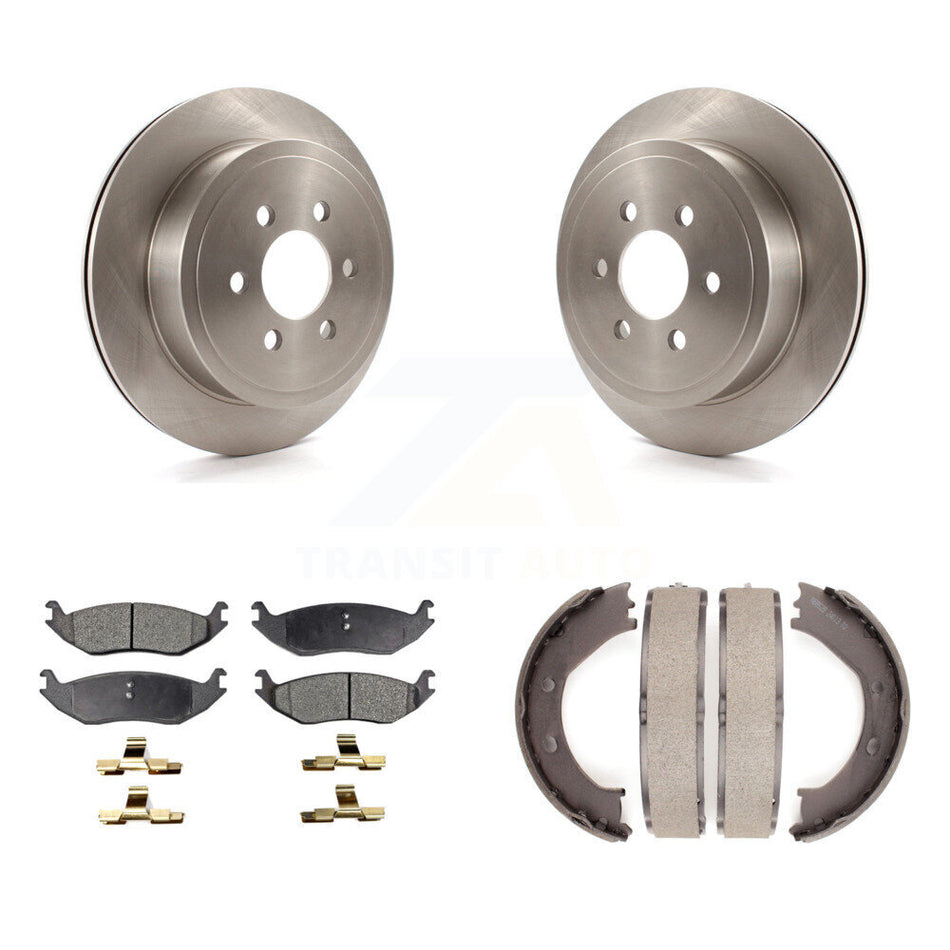 Rear Disc Rotors Ceramic Pads And Parking Brake Shoes Kit For 2003 Dodge Durango K8T-105666